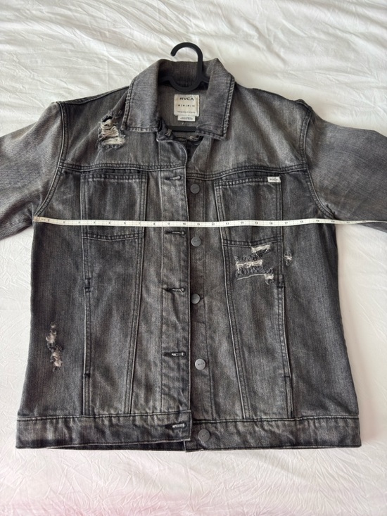 RVCA Jackets & Blazers - RVCA Washed Black Distressed Denim Jacket Size M Oversized Streetwear